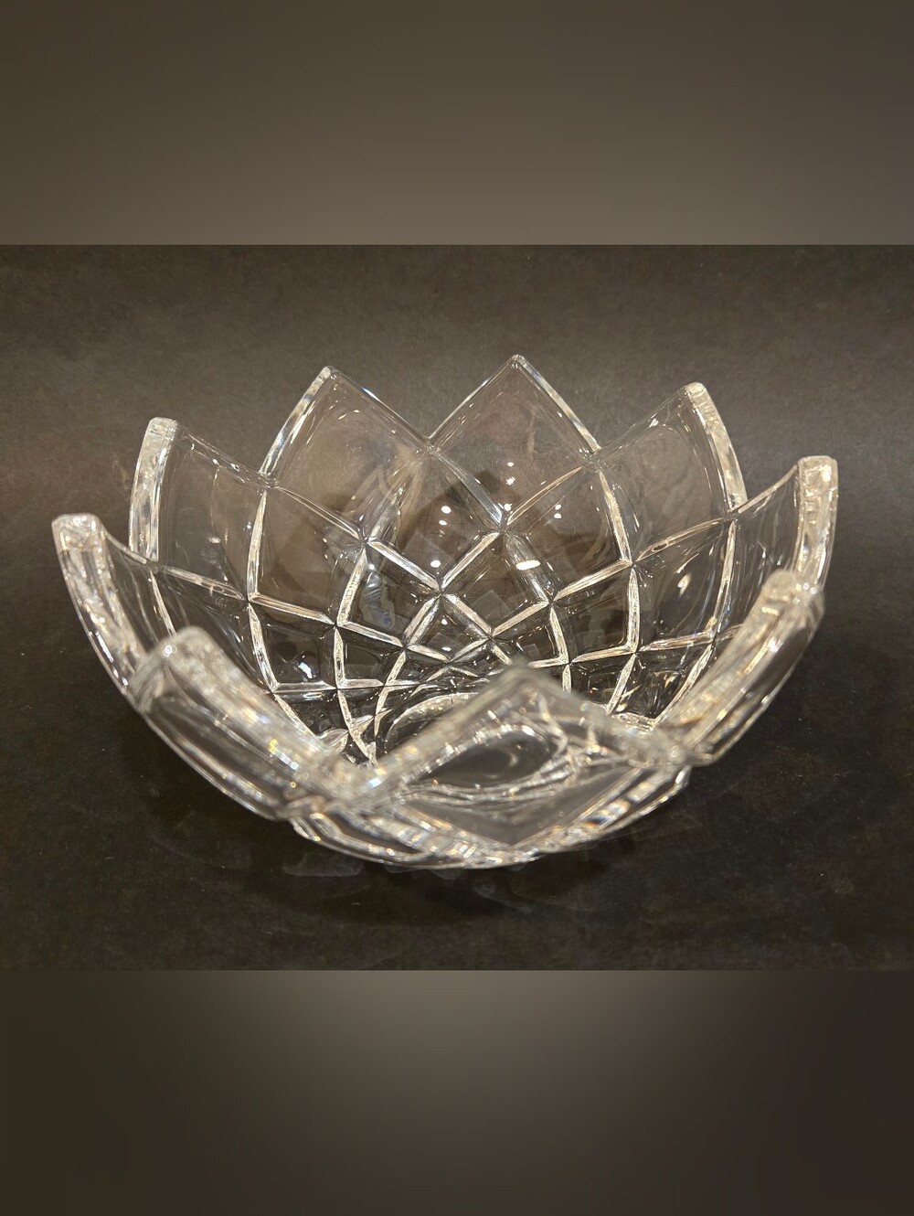 Mikasa Crystal "Crescendo" Clear Crystal Lotus Bowl - Elegant Home Art Accent